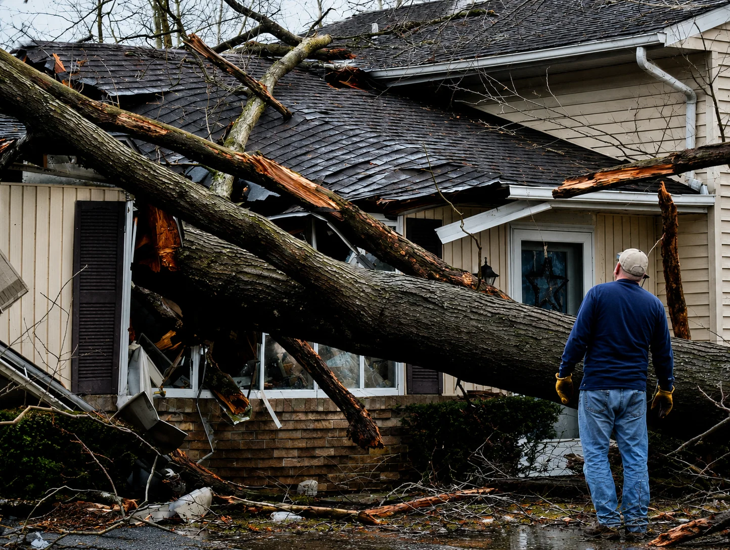 Titan Restoration team performing storm damage restoration services in Tennessee